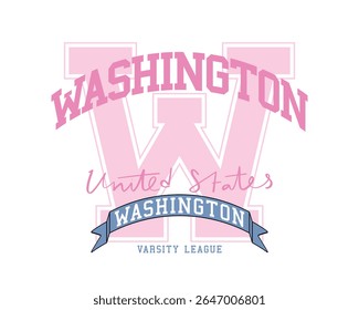 Washington vintage quote slogan text and emblem. Vector illustration design for fashion graphics, t shirt prints, posters, slogan tees, stickers, frames.