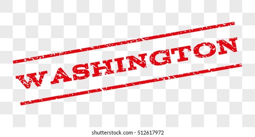 Washington watermark stamp. Text caption between parallel lines with grunge design style. Rubber seal stamp with dust texture. Vector red color ink imprint on a chess transparent background.