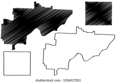 Washington And Wayne County, Ohio State (U.S. County, United States Of America) Map Vector Illustration, Scribble Sketch Map