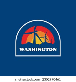 Washington windmills vintage logo vector concept, icon, element, and template for company. Travel, explore, adventure logo.