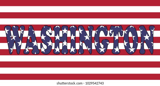 Washington word on USA flag