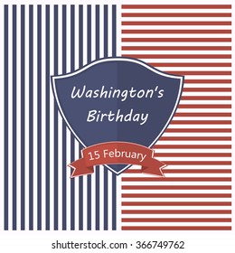 Washington's Birthday background with shield and ribbon