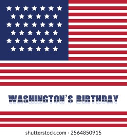 Washington's Birthday USA Typography And Illustration