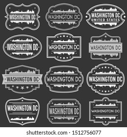 Washinton DC Skyline. Premium Quality Stamp Frames. Grunge Design. Icon Art Vector. Old Style Frames.