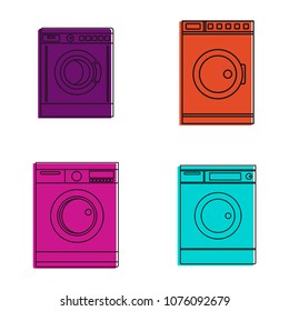 Washmachine icon set. Color outline set of washmachine vector icons for web design isolated on white background