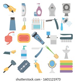 
Washroom Equipment Flat vector icons set every single icon can be easily modified or edited
