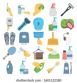 
Washroom Equipment Flat vector icons set every single icon can be easily modified or edited
