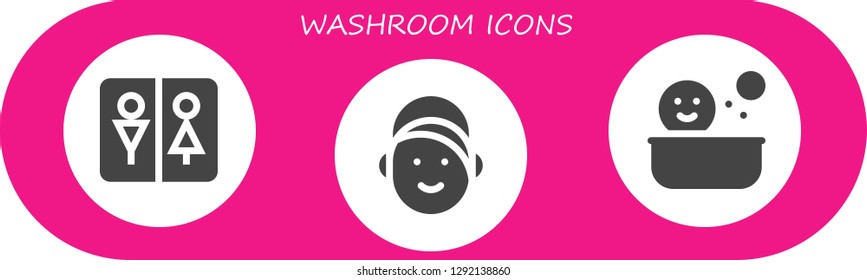  washroom icon set. 3 filled washroom icons. Simple modern icons about  - Wc, Girl, Shower