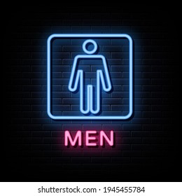 Washroom neon sign  bright signboard  light banner.