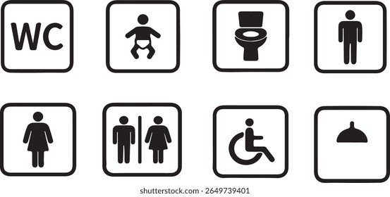 Washroom signs. Restroom or toilet door sign set containing gents, ladies, disabled, baby changing. Printable sticker.'