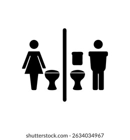 Washroom silhouette icon vector flat design on white background