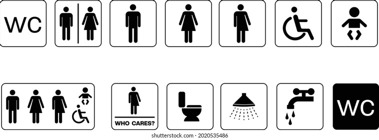 Washroom symbols collection. All gender washroom sign. Vector illustration