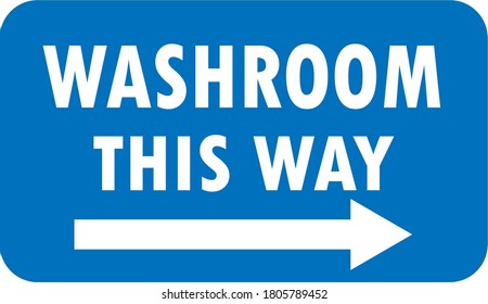 Washroom This Way sign illustration for print.