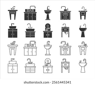 washstand icon with glyph and outline styles