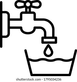 Washtub With Faucet Concept vector Icon Design, Care labels tag sign, Laundry and Dry Cleaning symbols on white background