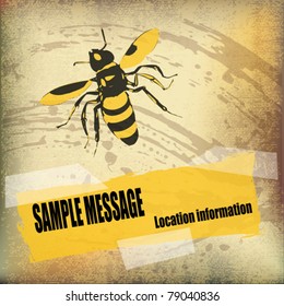 Wasp Background vector flyer over a parchment texture