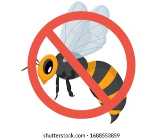 Wasp Bee Hornet vector illustration - set of household pests in cartoon style