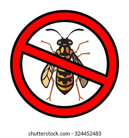 Wasp Bee Hornet vector illustration - set of household pests in pure style