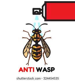 Wasp Bee Hornet vector illustration - set of household pests in pure style