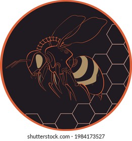 wasp, bee, insect, beetle, robot, wasp robot, honeycomb, beetle, yellow, brown, badge, character, robo