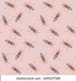 El esquema de abejas Wasp es realista. Ilustración gráfica vectorial. Ilustración vectorial de verano. Dibujo realista a mano. Dibujos de caricaturas: abejas, avispas, abejorros, avispas - en contornos.