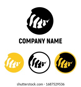 Wasp or bee sting in circle. Fresh modern vector logo concept set isolated on white background