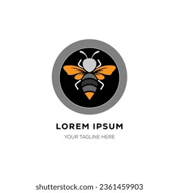 Wasp black and orange logo beautiful butterfly