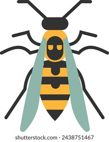 Wasp color icon. Striped yellow insect animal