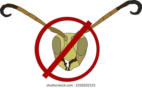 Der Köpfe ist ausgekreuzt. Flaches bunter Piktogramm. Vektorgrafik. Ñoncept für Dessektion parasitäre Arten 