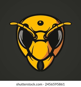 wasp, hornet head simple color logo