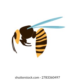 Wasp or hornet insect side view vector illustration isolated on white background