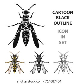 Wasp icon in cartoon style isolated on white background. Insects symbol stock vector illustration.