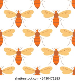 Wasp icon. Flying colored striped insect. Production of healthy eco honey. Spring, summer period. Wings, legs. Hand drawn vector illustration. pattern, seamless , background, wallpaper , abstract.