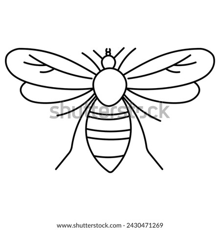 Wasp icon. Flying colored striped insect. Production of healthy eco honey. Spring, summer period. Wings, legs. Hand drawn vector illustration. icon, element, object, logo, line, doodle, coloring