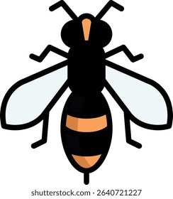wasp icon illustration design with filled outline, this is not made from any AI generation