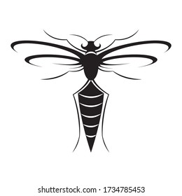 Wasp icon on white backdrop. Minimalist print. Simple vector illustration. Isolated vector logo. Black outline.