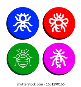 Wasp Icon Set. Collection Of Pheidole, Bumblebee, Bed Bug, Earwig Icons