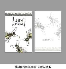 wasp illustration, vector card