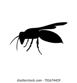 Wasp insect black silhouette animal. Vector Illustrator.