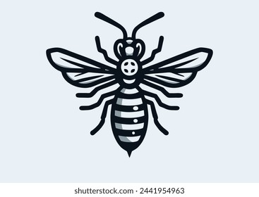 Wasp insect icon. Linear style sign for mobile concept and web design. Symbol, logo illustration, pictogram, icon, emblem. Flat vector graphics