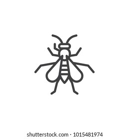 Wasp insect line icon, outline vector sign, linear style pictogram isolated on white. Hornet symbol, logo illustration. Editable stroke