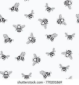 wasp insects cartoon doodle seamless pattern