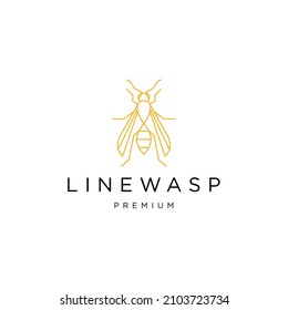 Wasp line art logo icon design template flat