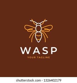 Wasp logo design template, monoline logo style