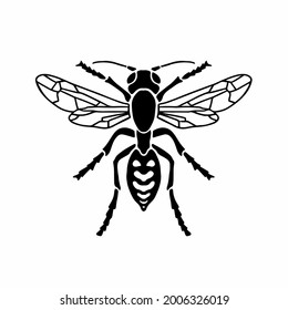 Wasp Logo Symbol. Stencil Design. Tattoo Vector Illustration.