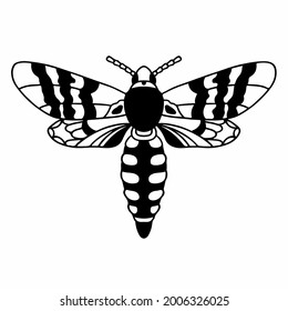 Wasp Logo Symbol. Stencil Design. Tattoo Vector Illustration.