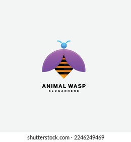 diseño de la ilustración de la plantilla del logotipo de wasp colorido 