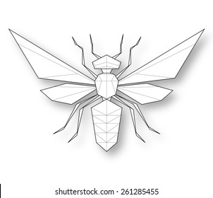 Wasp. Low polygon linear vector illustration