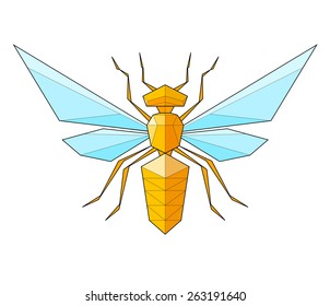 Wasp. Low polygon linear vector illustration