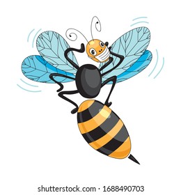 The wasp in a mask vector. The wasp is panicking. The concept of a pandemic